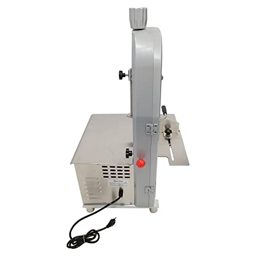 EQCOTWEA Bone Saw Machine Commercial Electric Frozen Meat Cutter Stainless Steel Butcher Bandsaw 0.16-7.87in Thickness with 3 Saw Blades Meat Cutter EQCOTWEA