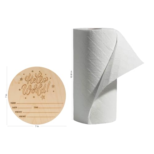 Hello World Newborn Sign 7-inch, Pack of 2 Birth Announcement Sign for Hospital, Wood Baby Name Signs for Nursery, by Woodpeckers Woodpeckers