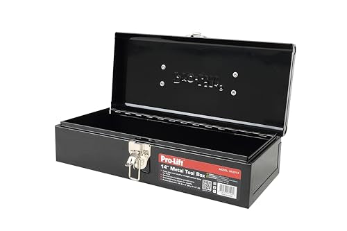 Pro-Lift Steel Tool Box – 14-inch Metal Toolbox Portable with Handle – Heavy Duty Metal Latch Closure Small Carry Storage Box Tools Organizer Pro-LifT