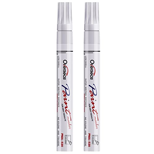 Permanent Paint Pens White Markers - 2 Pack Single color Oil Based Paint Markers, Medium Tip, Quick Drying and Waterproof Marker Pen for Metal, Rock Overseas