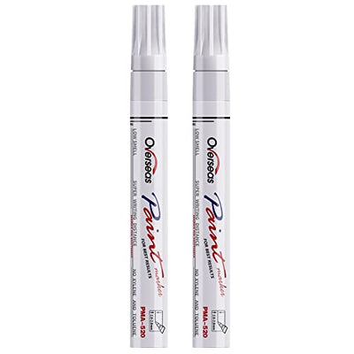 Permanent Paint Pens White Markers - 2 Pack Single color Oil Based Paint Markers, Medium Tip, Quick Drying and Waterproof Marker Pen for Metal, Rock