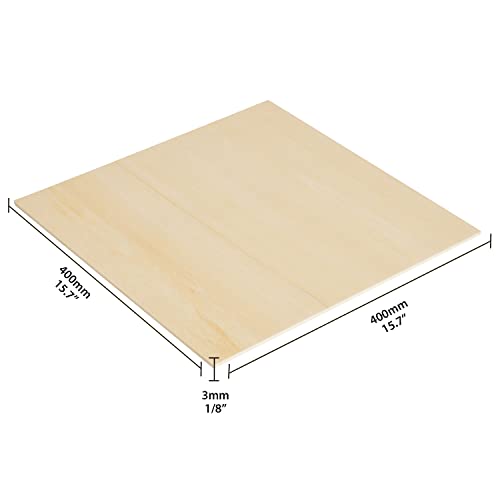 OUYZGIA 16 Pcs Plywood Basswood Sheets 400x400x3mm 15.7”x15.7”x1/8” Unfinished Wood Sheet for Laser Cutting Engraving DIY (400x400x3mm, 16 Pcs) OUYZGIA
