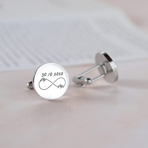 Custom engraved cufflinks for weddings, personalized gift for groom, father of the bride & groom dad, best men, customized gold & silver cufflinks MIA·MIA