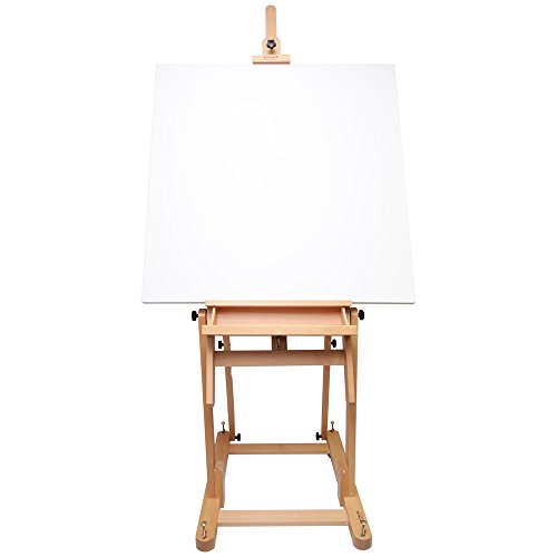Mont Marte Tilting Studio Wooden Floor Easel. Height Adjustable Extra Large H-Frame Featuring a Large Tilt Range. Castor Wheels Allow Easy Movement MONT MARTE