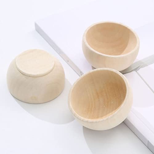 Toddmomy 5pcs Wooden Craft Bowls Unfinished,Unpainted Wooden Bowls Wood Crafts Bowls for DIY Craf Toddmomy