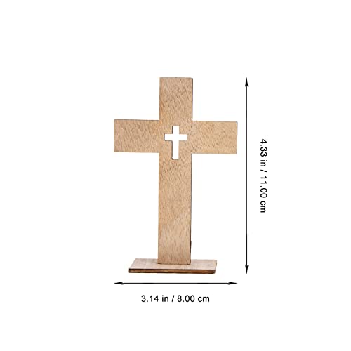 20 Pcs Cross Decor Wooden Crafts Cross Shaped Ornaments Tabletop Decor Cross Art Sign for Home Decor Gift SEWACC