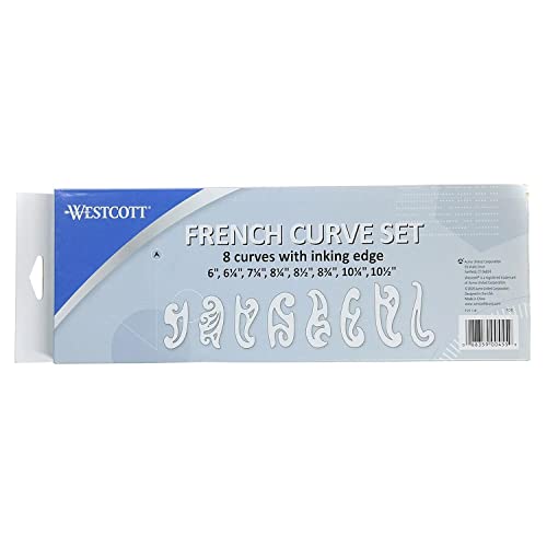 Westcott French Curve Template, Set of 8 (FC-8) Westcott
