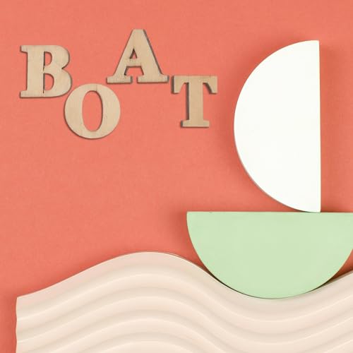 VILLCASE Mini Wood Letters and Numbers, Unfinished Wooden Alphabet Letter Slices, Wood Pieces DIY Wooden Numbers Blank Letters Spelling Educational VILLCASE