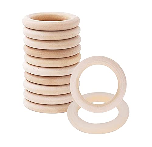 Mandala Crafts 50 5CM 2 Inch DIY Natural Wood Rings for Crafts - Macrame Wooden Rings - Unfinished Wood Rings for Macrame Rings Knitting Jewelry Mandala Crafts
