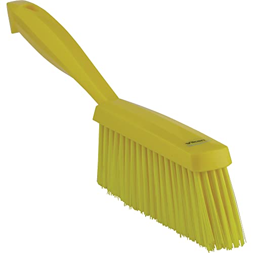 Vikan 45876 Bench Cleaning Brush, Polypropylene/Polyester Soft Bristle Dustpan Brush & Sweeper With Handle, 14-Inch, Yellow Vikan