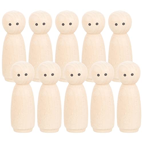 MAGICLULU 10pcs Wooden Peg Dolls Bodies Wooden Figures Decorative Peg Doll People for DIY Painting Craft Art Projects MAGICLULU
