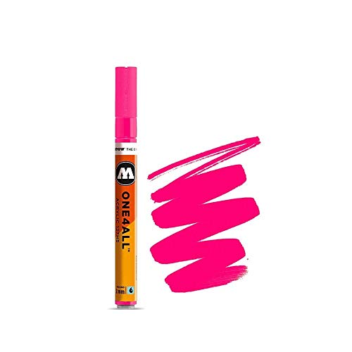 MOLOTOW ONE4ALL Acrylic Paint Marker, 2mm, Neon Pink Fluorescent, 1 Each (127.231) MOLOTOW