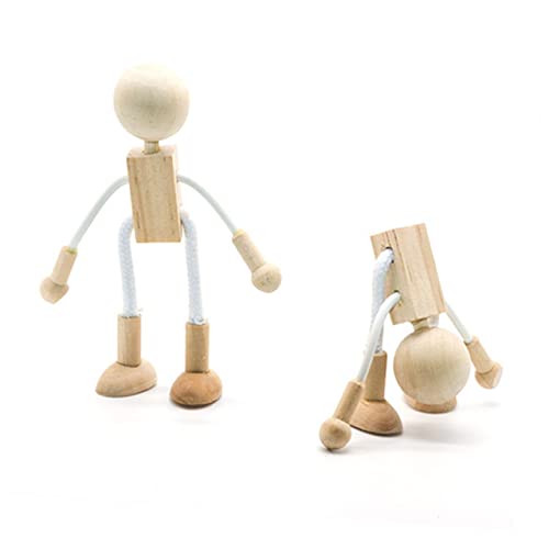COHEALI 5pcs Toddler Dolls Unpainted Peg Doll Robot Blocks Kids Unfinished Wooden Figures Peg Dolls Painting Supplies for Kids Wooden Animal Shape COHEALI