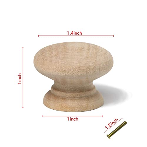 10PCS Round Wood Drawer Knob Unfinished Cabinet Furniture Drawer Knobs Mushroom Shape Pulls Handles Hardware for Drawer Wardrobe Dresser… Mysummer