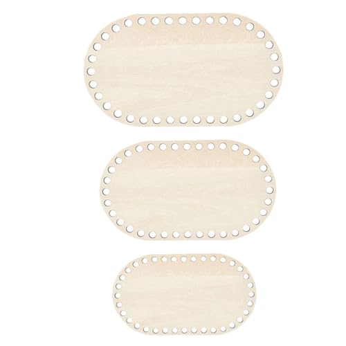 STOBOK 3pcs Wooden Basket Bottoms for Knitting Wooden Basket Bottom Basket Bottom for Crochet for Crochet Unfinished Wooden Round Weaving Knitting STOBOK