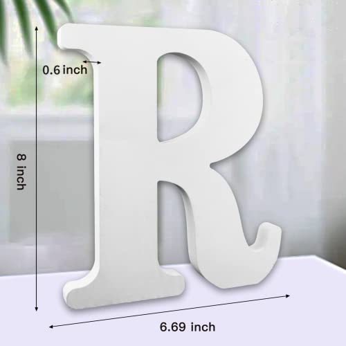 AOCEAN 8 Inch White Wood Letters, Unfinished Wooden Letters for Wall Decor Decorative Standing Letters Slices Sign Board Decoration for Craft Home AOCEAN