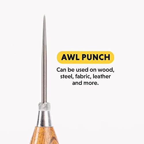 General Tools Scratch Awl Tool with Hardwood Handle - Scribe, Layout Work, & Piercing Wood - Alloy Steel Blade General Tools