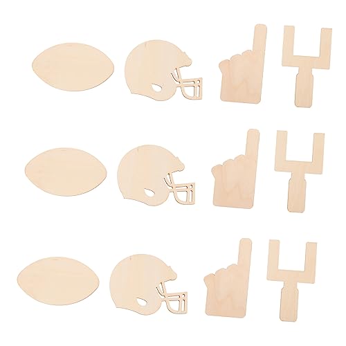 TEHAUX 40pcs Signboard Wood Piece Soccer Ornaments Football Wood Slice Unfinished Wood Helmet Blank Ornaments Sports Accessories Rugby Signage Making TEHAUX