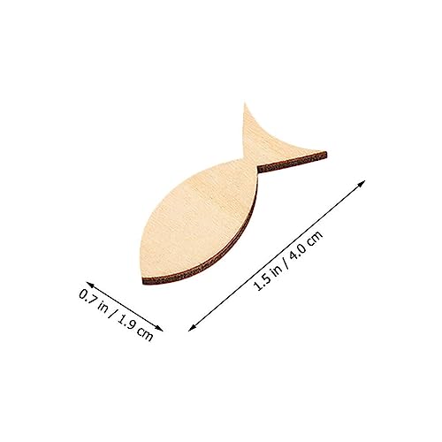 Wooden Crafts Wood Fish Cutout 50pcs Unfinished Wooden Shapes Mini Fish Shaped Slices Pieces DIY Embellishment for Summer Ocean Nautical Decoration VOSAREA