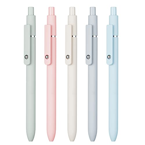 Lanxivi 5PCS Gel Pens Quick Dry Ink Pens Black Refill with 10 Additional Refills 0.5mm Fine Point Premium Retractable Ballpoint Pens Lanxivi