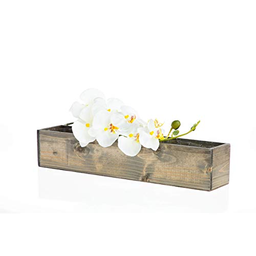 Wooden Planter Box, Rustic Barn Wood with Plastic Liner l Restaurant and Wedding Decorations l Wedding Bouquets, Table Centerpiece (20x4 Set of 2, CBT Floral & Craft