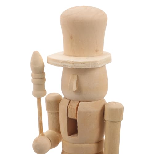 Tofficu Unfinished Wood Nutcracker Figures, 1 Set 18cm DIY Unpainted Nutcracker Ornaments Christmas Craft Blank Paint Toy Hanging Soldier Puppets for Tofficu