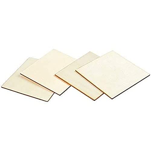 Wood Squares for Crafts, Unfinished Wooden Cutout Tile (4 in, 36 Pack) Juvale