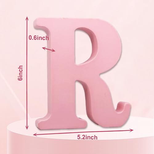 AOCEAN 6 Inch Pink Wood Letters Unfinished Wooden Letters for Wall Decor Decorative Standing Letters Slices Sign Board for Crafts Christmas AOCEAN