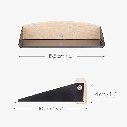 OAKART Mini Metal Dustpan and Brush Set for Sweeping Crumbs Fireplace, Natural Table Sweeper Combo Black Horsehair OAKART