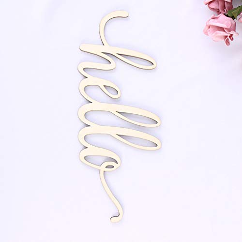 STOBOK 2pcs Wooden Hello Letter Signs Unfinished Wooden Hello Sign Rustic Wall Art Decoration Decorative Signs for Home Restaurant Wedding STOBOK