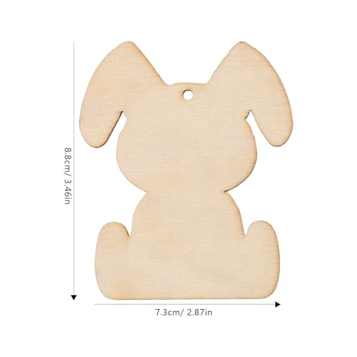 KALLORY Easter Wooden Bunny Cutouts: 36pcs Unfinished Rabbit Slices Large Easter Wood Pieces Easter Wooden Ornaments with Rope for DIY Easter KALLORY