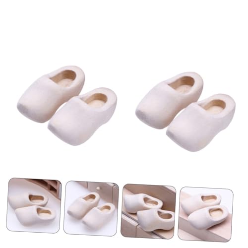 Zerodeko 2 Pairs Clogs Tiny Shoes Unfinished Doll Ornament Mini Unfinished Shoes Make Your Own Statue Dollhouse Sneaker Simple Mini Klompen Dollhouse Zerodeko