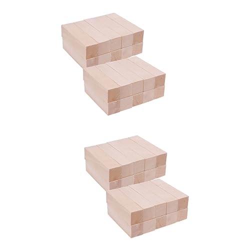 VILLCASE 40 pcs Natural Wood Blocks Small Wood Block Unfinished Wood Cubes Whittling kit Whittling Wood Unfinished Wood Sign Block Wood Blocks for VILLCASE