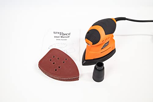 Seel Force PMS120 12000 OPM Mouse Detail Sander with 360 degree Rotatable Sanding Pad, Efficient Dust Collection System and 20 pcs Sandpapers for Steel Force