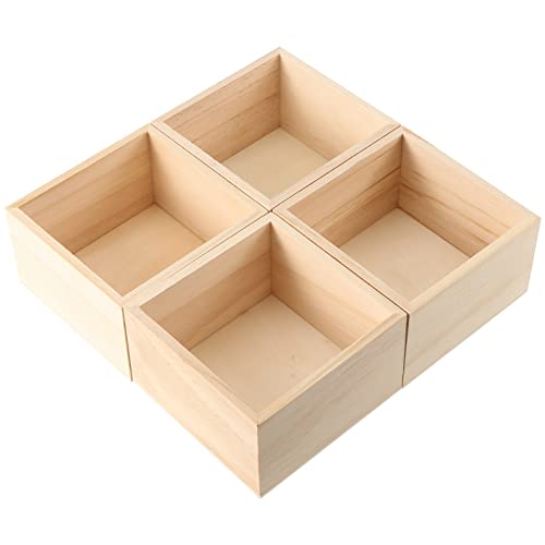 SINJEUN 12 Pack 4" x 4" Rustic Wooden Box Unfinished Small Wooden Box Wood Square Organizer Container for Crafts, Storage, Home Decor, Centerpiece, SINJEUN