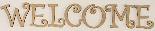 Wooden Letter 4'' Small MDF Curlz Font, Unfinished W Wood Alphabet Letter Girl Craft Cutout, Nursery Decor Initial Shape NEXTCraft