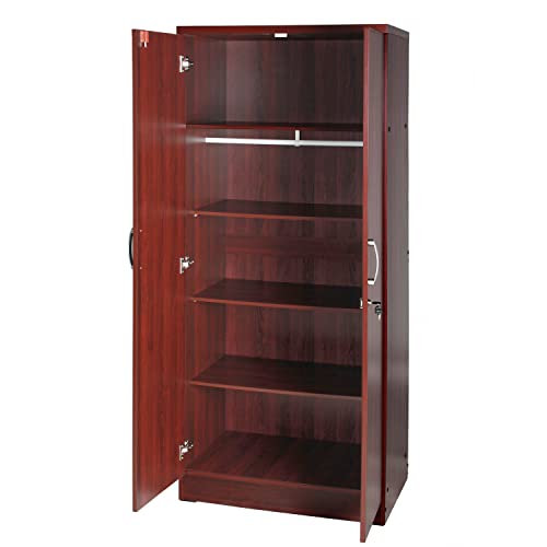 Better Home Products Harmony Wood Two Door Armoire Wardrobe Cabinet in Mahogany Better Home Products