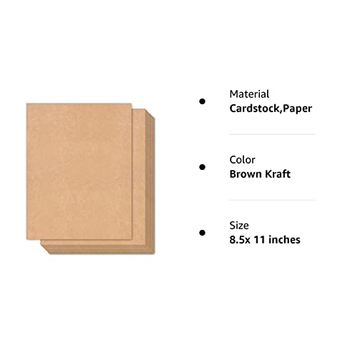 Brown Kraft Cardstock Thick Paper 100 Sheets, Ohuhu 8.5" x 11" Heavyweight 80lb Card Stock for Crafts and DIY Cards Making Ohuhu