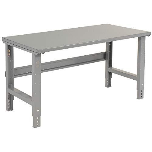 Global Industrial Adjustable Height Workbench C-Channel Leg, 60" W x 30" D, 1-3/4" Steel Square Edge, Gray Global Industrial