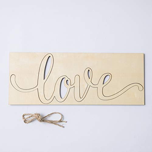Love Wooden Sign 2Pack Cutout Love Wood Letter Hanging Decorative DIY Words Sign Door for Home Shop Hotel Lamantery