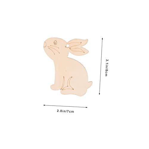 SEWOART 1 Set Wooden Painting Toy Unfinished Wood Bunny Chips Wood Cutouts Unfinished Bunny Wood Slices Easter Party Hanging Ornament Easter Chips SEWOART