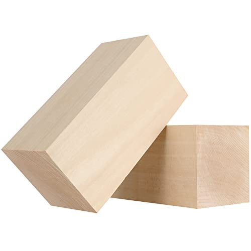 MUKCHAP 6 Pack Basswood Block, 6 x 3 x 3 Inch Basswood Carving Blocks, Large Unfinished Soft Wood Blocks for Crafts Carving and Whittling MUKCHAP