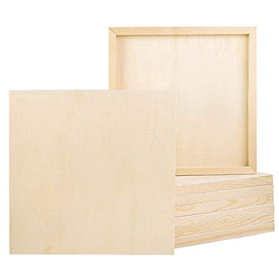ADXCO 8 Pack Wood Panels 12 x 12 Inch Unfinished Wood Canvas Wooden Panel Boards for Painting, Pouring, Arts Use with Oils, Acrylics