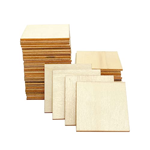 150 Pack 2 Inch Wooden Square Cutouts Blank Wood Pieces Unfinished Tiles for Homemade Crafts Cregugua