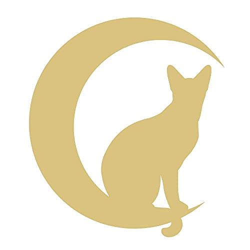 Moon Cat Cutout Unfinished Wood Halloween Décor Door Hanger Halloween Party MDF Shaped Canvas Style 1 (12") Diverse Woodworking