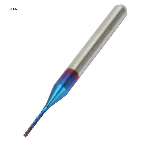 10pcs Tungsten Nose End Mill Blue Coated Spiral Router Bits Milling Machine Cutter Drill Bit CNC Rotary Burrs Set Tool(0.8mm) Wal front