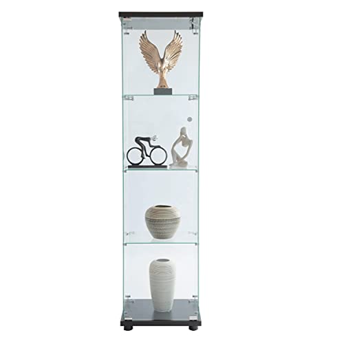 nifoti 4-Tier Floor Standing Glass Display Cabinet with Lockable Door for Collectibles and Trophies nifoti
