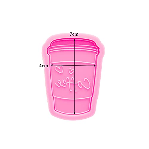 Super Glossy Coffee Cup with 2 Little Heart Shape Silicone Keychain Mold Polymer Clay Mold Necklace Epoxy Resin Mold Jewelry Epoxy Mould Crafting Angel Wings