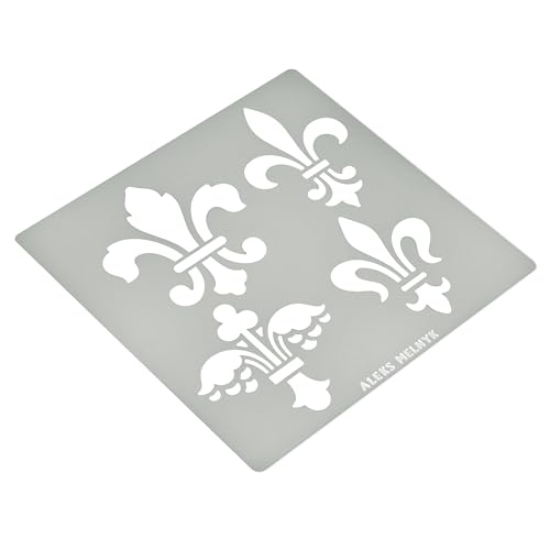 Aleks Melnyk No.251 Metal Stencil, Fleurs de LYS Symbole, French Fleur-de-lis, Lily Flower, Ornament, Vintage, Patterns, Template for Wood Burning, Aleks Melnyk