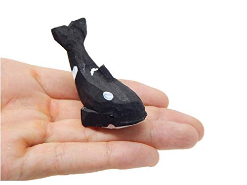 Selsela Orca Killer Whale Figurine Decoration Black Fish Statue Shamu Miniature Wooden Art Wall Carved Small Animal Selsela